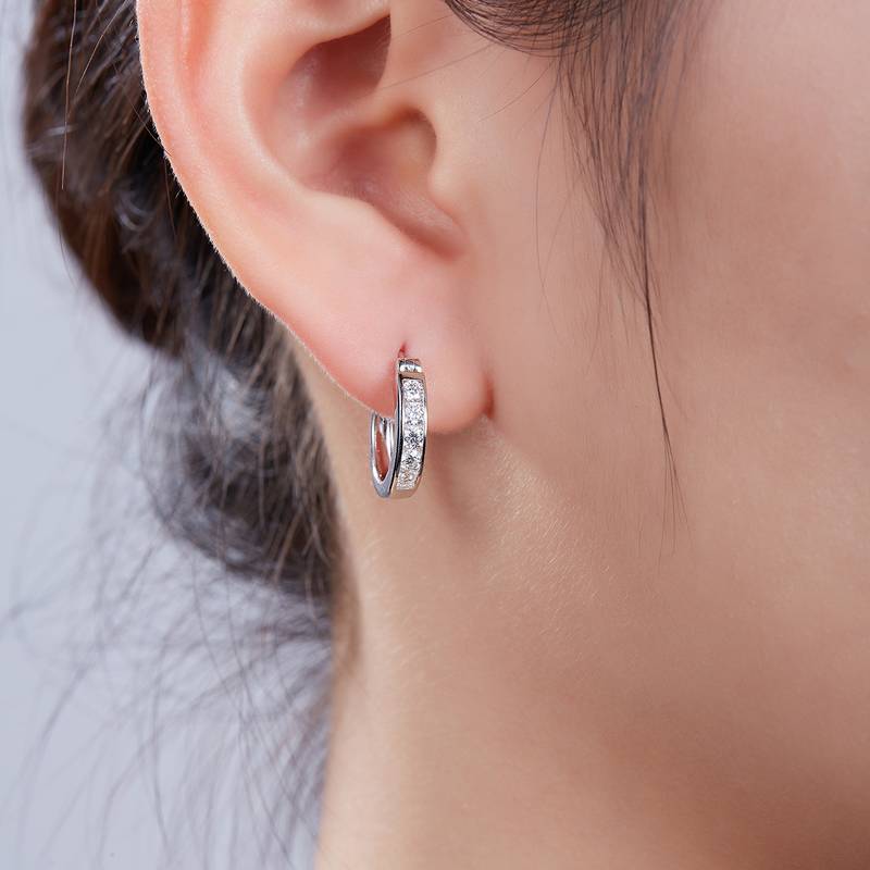 单排对半耳环S925银Moissanite厘石D级0.45ct